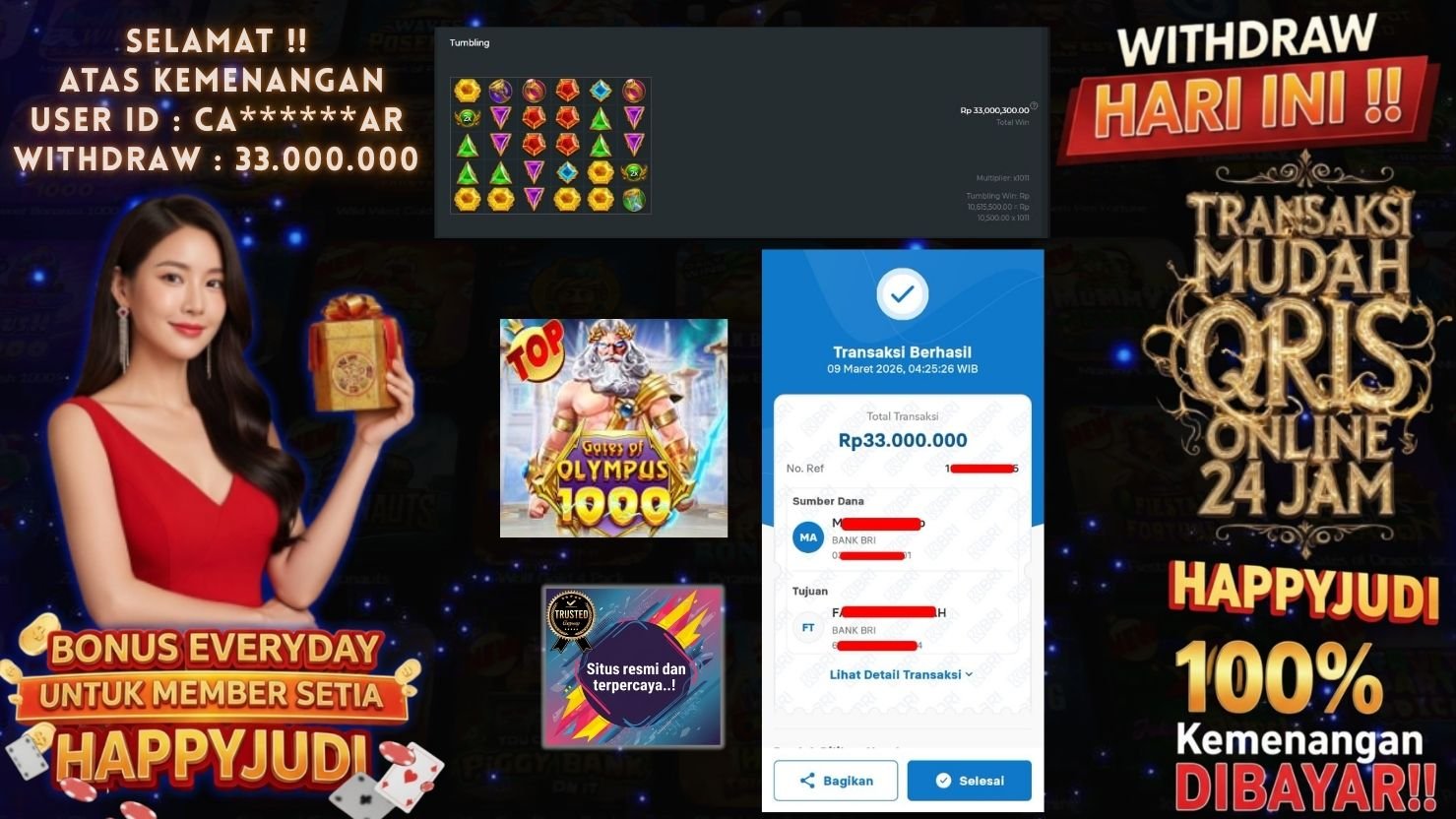 HAPPYJUDI JACKPOT SLOT GATES OF OLYMPUS 1000